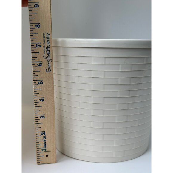VTG Longaberger Ice Bucket Insert w/ Lid 7.25" Cream Plastic Insulated Line - Picture 7 of 7